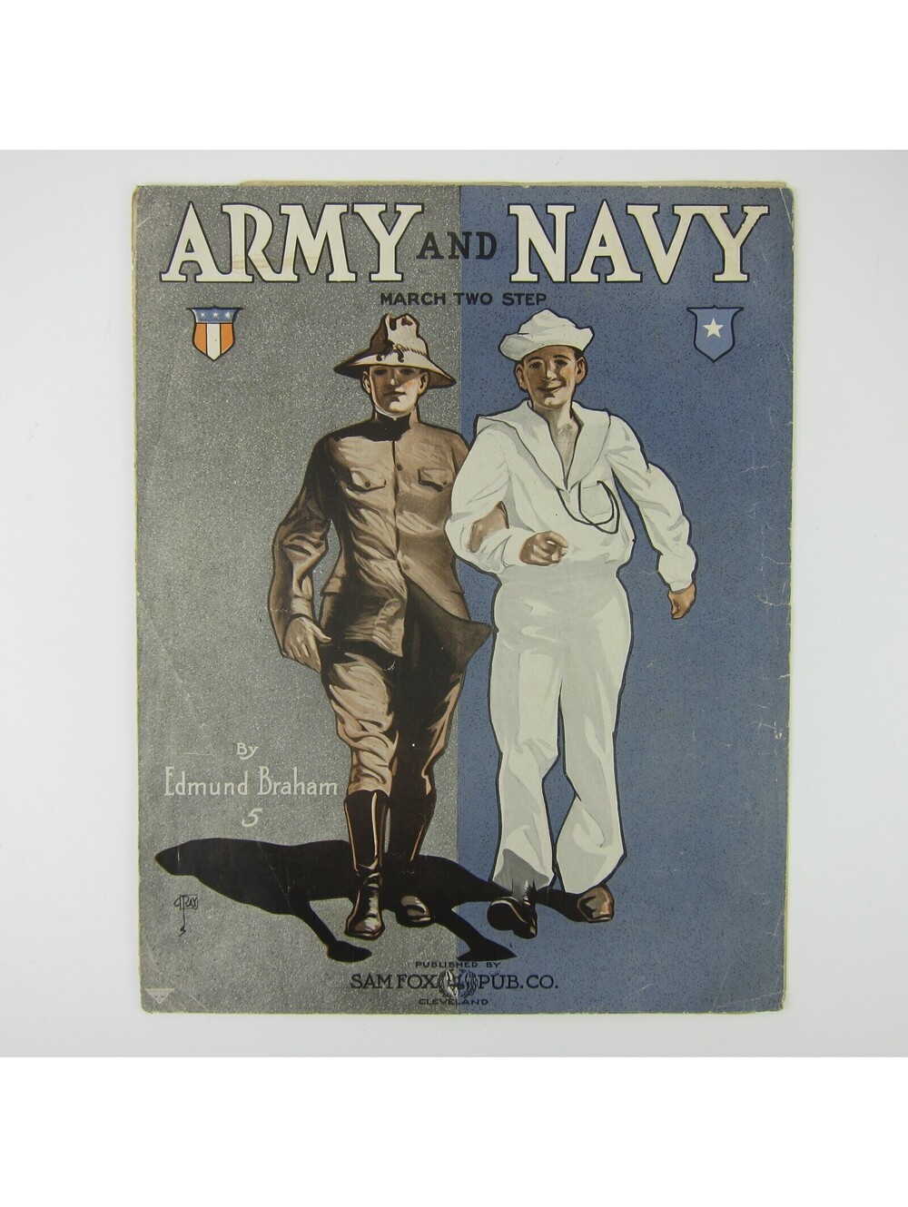 Sheet Music Army and Navy March Two Step Edmund Braham Sailor Cover Antique 1911